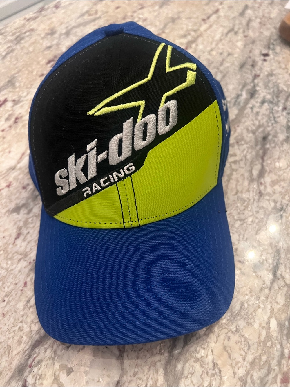 Ski Doo X Team Racing Snowmobile baseball hat cap blue yellow snap back